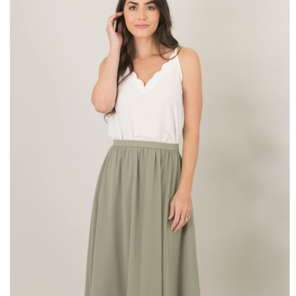 Sage Green Maxi Skirt - Picture 2 of 6